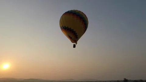 Hot Air Balloon at Sunrise Stock Footage 87158053