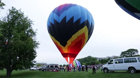 Hot Air Balloon testing the torch and checking the fire Stock Footage 64832043