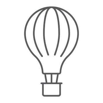 Hot air balloon thin line icon, airship and flight, aerostat sign, vector Stock Illustration