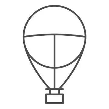 Hot air balloon thin line icon, balloon journey concept, Aerostat sign on white Stock Illustration