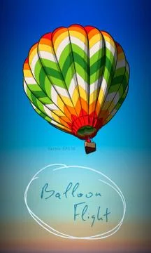 Hot air balloon various colored isolated on sky Stock Illustration