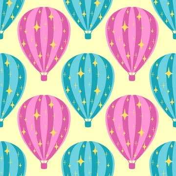 Hot air balloon vector pattern design Illustrazione stock
