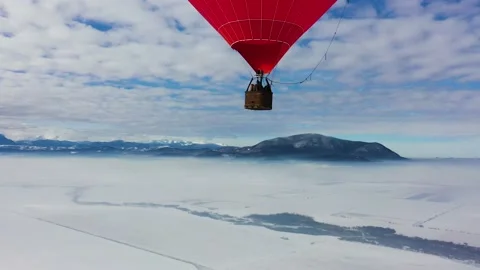 Hot Air Balloon in the Winter Stock Footage 233673749