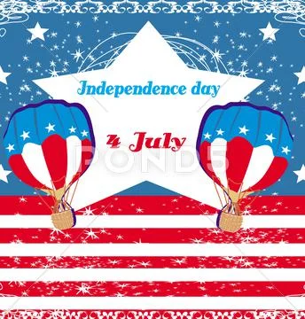 Hot air balloons of 4 of july Stock Illustration