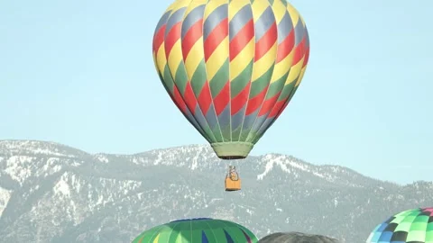 Hot Air Balloons in Carson Valley Nevada with Shallow Depth of Field - 04 Stock Footage 200817631