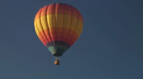 Hot air balloons in cloudless sky Stock Footage 922955