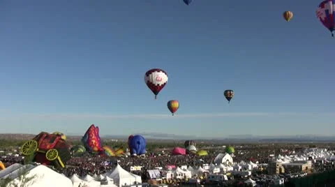Hot air balloons in flight Stock Footage 8994835