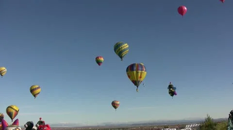 Hot air balloons in flight Stock Footage 8995657