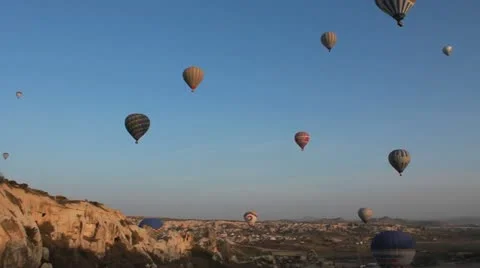 Hot air Balloons Floating in the Sky Stock Footage 20490677