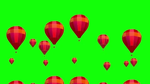 Hot air balloons flying in the sky 4k an... | Stock Video | Pond5