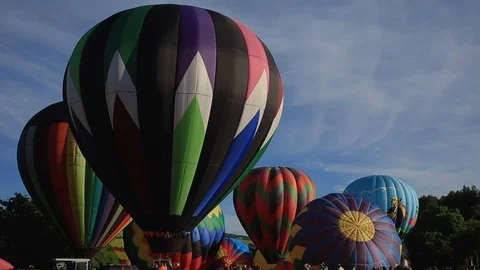 Hot Air Balloons Preparing Stock Footage 97070125