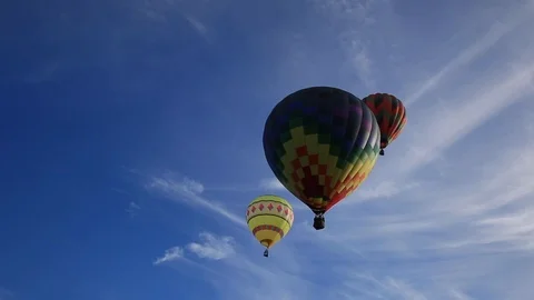 Hot Air Balloons - Queechee, VT - Blue Sky Stock Footage 97070107