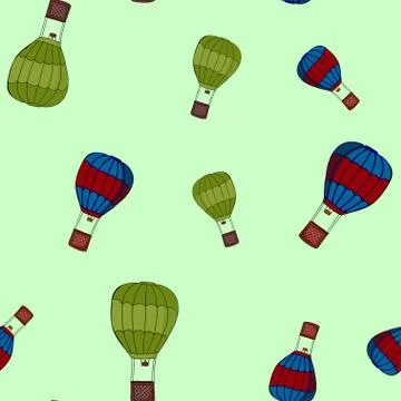 Hot Air Balloons seamless pattern. retro airship or transport icon. Stock Illustration