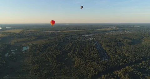 Hot air balloons in sky Stock Footage 114876877