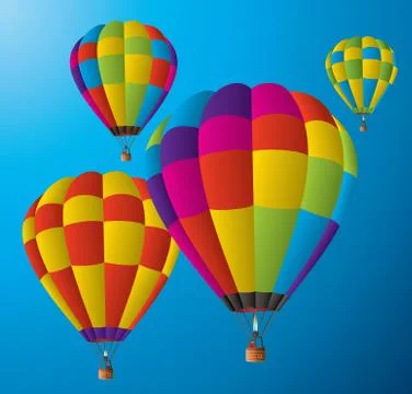 Hot air balloons in the sky Stock Illustration