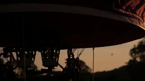 Hot air balloons at sunset Stock Footage 20484036
