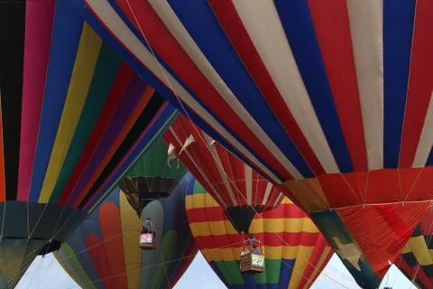 Hot air balloons waiting to depart Stock Photos
