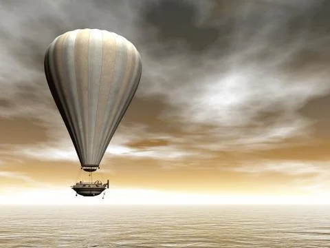 Hot air baloon - 3D render Stock Illustration