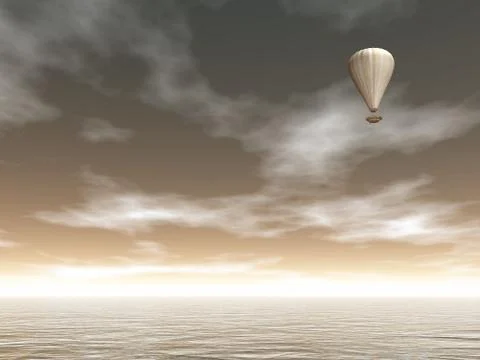 Hot air baloon - 3D render Stock Illustration