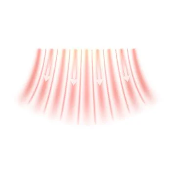 Hot air flow, red gradient arrows showing wind direction of air movement, vector Illustrazione stock