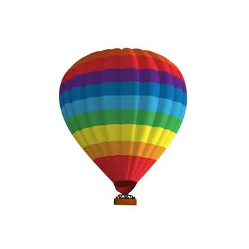 Hot air rainbow balloon vector illustration. Graphic isolated colorful parachute Stock Illustration