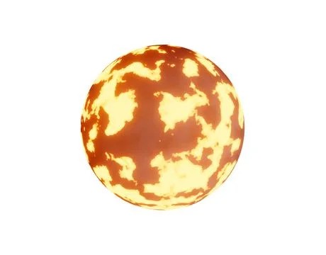 Hot alien planet with volcanic activity, isolated on white, 3d render Stock Illustration
