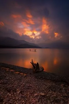 Hot alpine sunset Stock Photos