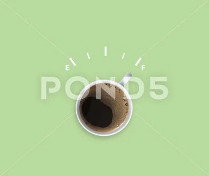 Hot americano coffee with alert meter, full energy Stock Photos