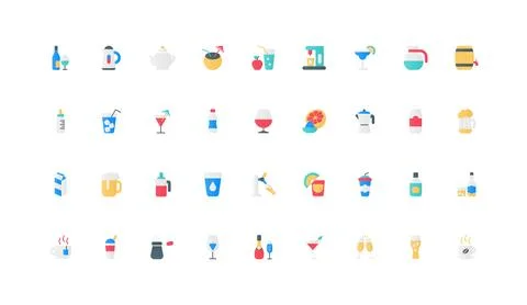 Hot and cold drinks of bar and cafe menu, tea with steam and coffee break color Illustrazione stock