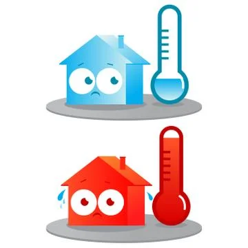 Hot and cold house. Vector illustration Stock Illustration