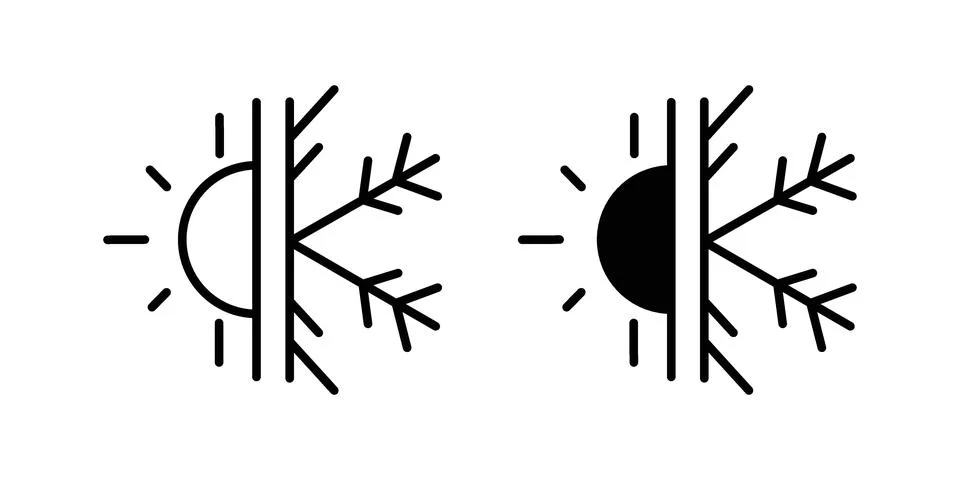 Hot and cold icon set modern line and solid style collection. Stock Illustration