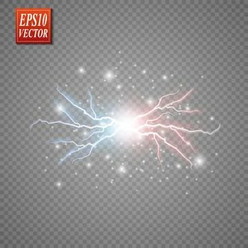 Hot and cold sparkling strength. Energy lightning with an electrical discharg Illustrazione stock