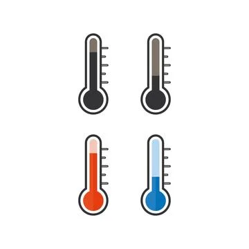 Hot and cold temperature icon set. Thermometer illustration symbol. Sign se.. Stock Illustration