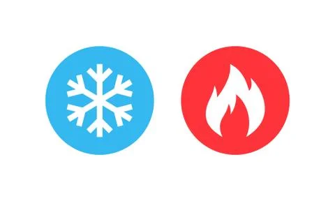 Hot and cold vector icon set. Heating and cooling buttons. Vector EPS10 Stock Illustration