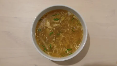 The Hot and sour soup on athe table 스톡 동영상 95721453
