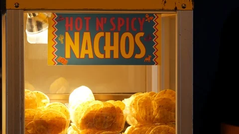 Hot and spicy nacho container close Stock Footage 106646830