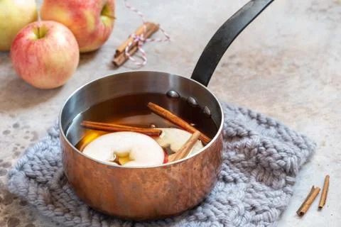 Hot apple cider with fall cinnamon and star anise Stock Photos