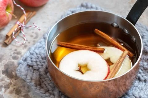 Hot apple cider with fall cinnamon and star anise Stock Photos