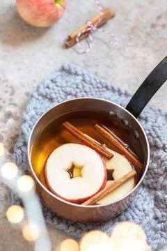 Hot apple cider with fall cinnamon and star anise Stock Photos