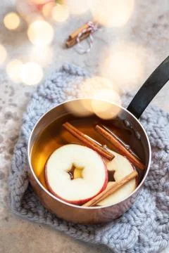 Hot apple cider with fall cinnamon and star anise Stock Photos