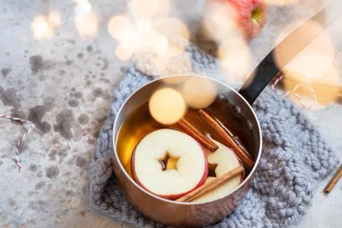 Hot apple cider with fall cinnamon and star anise Stock Photos