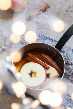 Hot apple cider with fall cinnamon and star anise Stock Photos