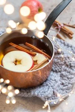 Hot apple cider with fall cinnamon and star anise Stock Photos