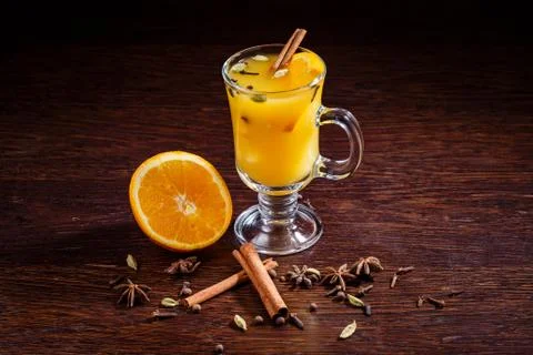 Hot apple orange cider Stock Photos
