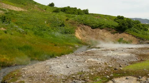 Hot area at mutnovsky volcano valley kamchatka Video stock 67634298