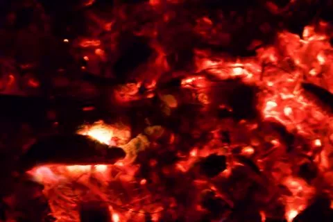 The hot ash is not in focus as a background. Stock Photos