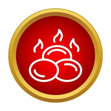 Hot baked bread buns flat line icon Illustrazione stock