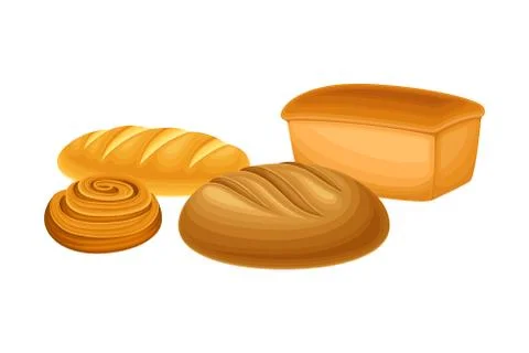 Hot Baked Loaf of Aromatic Bread with Crispy Crust Vector Illustration Stock Illustration