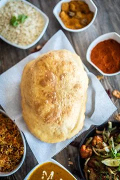 Hot baked poori bread Stock Photos