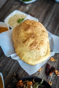 Hot baked poori bread Stock Photos